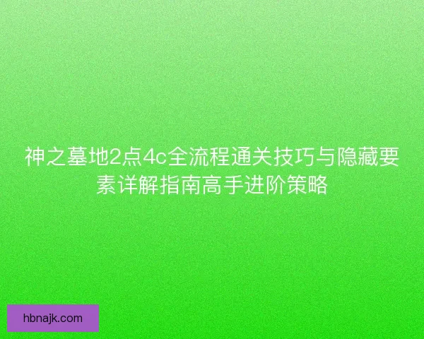 神之墓地2点4c全流程通关技巧与隐藏要素详解指南高手进阶策略